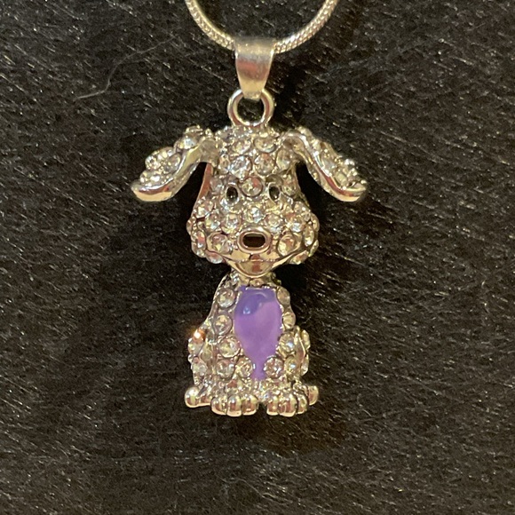 Jewelry - Silver and Purple Dog Pendant Necklace